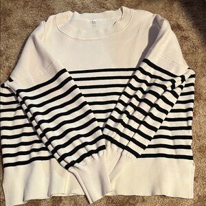 Striped Black and Cream Women's Sweater